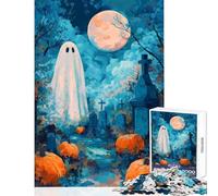 Rompecabezas para Adultos de 1000 Piezas Fantasma de Halloween en un Cementerio con Calabazas Juego Educativo para decoración de Pared Juguetes DIY cumpleaños y Navidad (50x75cm)