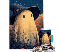 Rompecabezas para Adultos de 1000 Piezas Fantasma Floral con Sombrero de Bruja Juego práctico para Adultos Ideal para divertirse en Familia cumpleaños y Navidad (tamaño 38x52cm)