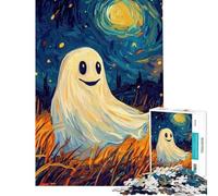 Rompecabezas para Adultos de 1000 Piezas Fantasma Sonriente en el Cielo Nocturno Rompecabezas para Adultos Juego de ingenio decoración de Pared Regalos para Amigos y Familiares (tamaño 38x52cm)