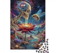 Rompecabezas para Adultos De 1000 Piezas Fantasy Artwork Skull, Lotus Flower, Bee Rompecabezas para Adultos Juegos De Relajación Decoración De Pared Desafío Educativo 52x38cm/1000pcs
