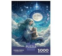 Rompecabezas para Adultos De 1000 Piezas Fantasy Artwork with Woman and Cat Rompecabezas para Adolescentes Juego De Ingenio Decoración del Hogar Actividades Divertidas En Casa, 52x38cm/1000pcs