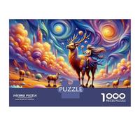 Rompecabezas para Adultos De 1000 Piezas Fantasy Deer Ride Artwork Rompecabezas para Adultos Juegos Relajantes Decoración De Pared Cumpleaños Y Navidad 52x38cm/1000pcs