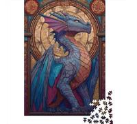 Rompecabezas para Adultos De 1000 Piezas Fantasy Dragon Stained Glass Artwork-1 Rompecabezas para Adultos Juguete Decoración De Pared Difícil Regalos para Amigos Y Familiares 38x26cm/1000pcs