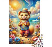 Rompecabezas para Adultos De 1000 Piezas Fantasy Ferret in Floral Paradise Rompecabezas para Adultos Juguetes Antiestrés Regalos para Mujeres Juego Desafiante Regalos 70x50cm/1000pcs