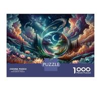 Rompecabezas para Adultos De 1000 Piezas Fantasy Forest with Glowing Lotus Flowers Rompecabezas para Adolescentes Juego De Ingenio Decoración del Hogar Actividades Divertidas En Casa, 38x26cm/1000pcs