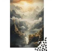 Rompecabezas para Adultos De 1000 Piezas Fantasy Mountain Landscape with Temple Rompecabezas para Adultos Juegos Familiares Regalos para Mujeres Cumpleaños Y Navidad 52x38cm/1000pcs