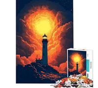 Rompecabezas para Adultos de 1000 Piezas Faro bajo un Cielo Estrellado Diversión en casa un desafío Estimulante Juego de ingenio Apto para Mayores de 14 años 50x75cm