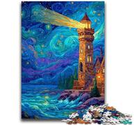 Rompecabezas para Adultos de 1000 Piezas: Faro de Cielo Estrellado, un desafío difícil y antiestrés, Ideal para Decorar tu Escritorio (50x75cm)
