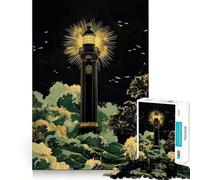 Rompecabezas para Adultos de 1000 Piezas Faro de la eternidad ︰ Luz guía en la tormenta Borde Juego Inteligente Regalo Juego de Ocio navideño Arte (38x52cm)