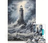 Rompecabezas para Adultos de 1000 Piezas Faro en la Brisa Marina Juego Familiar antiestrés cumpleaños y Navidad 50x75cm
