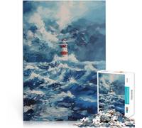 Rompecabezas para Adultos de 1000 Piezas Faro en la tormenta Juguetes educativos de Aprendizaje Toda la Familia. 52x38cm