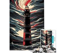 Rompecabezas para Adultos de 1000 Piezas Faro en mar tempestuoso Difícil y desafiante Juego Educativo y Relajante para Mayores de 14 años (38x52cm)