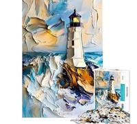 Rompecabezas para Adultos de 1000 Piezas Faro en un mar tormentoso y Colorido Diversión en casa decoración del hogar Juego Imposible Apto para Mayores de 14 años (50x75cm)