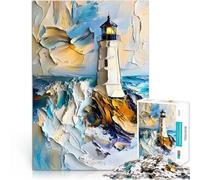 Rompecabezas para Adultos de 1000 Piezas Faro en un mar tormentoso y Colorido Juego desafiante Regalos para Amigos y Familiares 52x38cm