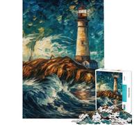 Rompecabezas para Adultos de 1000 Piezas Faro Estrellado Rompecabezas para Adultos Juegos Divertidos Regalos para Mujeres Difícil y desafiante (Tamaño 38x26cm)