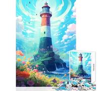 Rompecabezas para Adultos de 1000 Piezas Faro floreciente decoración del hogar Juguetes Gran Regalo Juego Familiar Mejora el Amor Entre Parejas tamaño 38x52cm