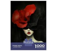 Rompecabezas para Adultos De 1000 Piezas Fashion Woman with Red Flower Hat Rompecabezas para Adultos Juego Práctico Análisis Y Lógica Gran Regalo para Los Amantes De Los Juegos 38x26cm/1000pcs
