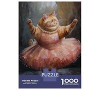 Rompecabezas para Adultos De 1000 Piezas Fat Cat Funny Dancing Rompecabezas para Adolescentes Juego Práctico Desafío Difícil Juego Desafiante Regalos 70x50cm/1000pcs
