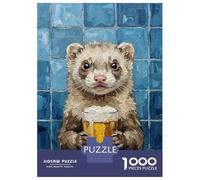 Rompecabezas para Adultos De 1000 Piezas Ferret with Beer Painting Rompecabezas Juego De Ingenio Aliviador del Estrés Difícil Y Desafiante 70x50cm/1000pcs