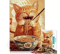 Rompecabezas para Adultos de 1000 Piezas Festín de Fideos para Gatos - Juego de lógica artística de Ajuste, Ideal para Relajarse,Jugar o como Regalo de cumpleaños (38x52cm)