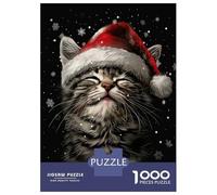 Rompecabezas para Adultos De 1000 Piezas Festive Cat Christmas Rompecabezas para Adultos Juego De Ingenio Análisis Y Lógica Cumpleaños Y Navidad 52x38cm/1000pcs