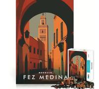 Rompecabezas para Adultos de 1000 Piezas,Fez Medina,Marruecos,con Bordes Finos,Ideal para Manualidades,Resolver Problemas,Relajarse,Jugar o divertirse en cumpleaños (38x26cm)