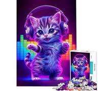Rompecabezas para Adultos de 1000 Piezas Fiebre del Gato del sábado Rompecabezas de 1000 Piezas Juguetes antiestrés Decoración artística para el hogar Juego Educativo Familiar (50x75cm)