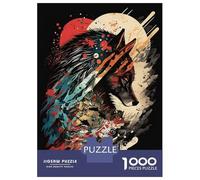 Rompecabezas para Adultos De 1000 Piezas Fierce Wolf Rompecabezas para Adultos Juguetes Antiestrés Difícil Gran Regalo para Jugar 52x38cm/1000pcs