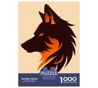 Rompecabezas para Adultos De 1000 Piezas Fierce Wolf Vector Portrait in Fiery Orange Tones Rompecabezas para Adultos Juegos De Relajación Análisis Y Lógica Cumpleaños Y Navidad 38x26