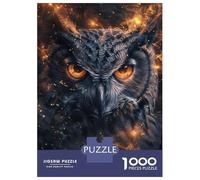 Rompecabezas para Adultos De 1000 Piezas Fiery Gaze of The Owl Rompecabezas para Adultos Juguetes Antiestrés Decoración Perfecta Cumpleaños Y Navidad 38x26cm/1000pcs