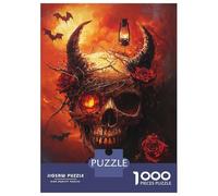 Rompecabezas para Adultos De 1000 Piezas Fiery Skull & Roses -5 Rompecabezas para Adultos Juego De Ingenio Patrón De Ensamblaje Regalos para Amigos Y Familiares 70x50cm/1000pcs