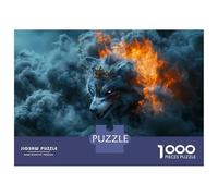 Rompecabezas para Adultos De 1000 Piezas Fiery Wolf King Rompecabezas para Adolescentes Juguetes Antiestrés Mejora La Memoria Gran Regalo para Jugar 38x26cm/1000pcs