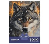 Rompecabezas para Adultos De 1000 Piezas Flame and Frost Wolf Rompecabezas para Adultos Juegos Relajantes Desafío Difícil Actividades Divertidas En Casa 38x26cm/1000pcs
