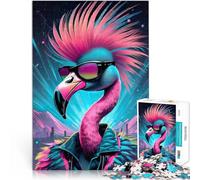 Rompecabezas para Adultos de 1000 Piezas Flamenco de Punkrock neón Juguetes educativos de Aprendizaje Decoración 75x50cm