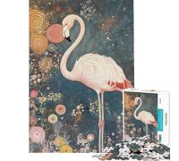 Rompecabezas para Adultos de 1000 Piezas Flamenco Rosa Gustav Klimt Rompecabezas Floral para Adultos Juguetes para armar una Obra de Arte cumpleaños y Navidad (tamaño 38x52cm)