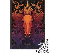Rompecabezas para Adultos De 1000 Piezas Flaming Phoenix Horse Art Print Rompecabezas para Adultos Juegos Divertidos Pero Divertidos Y Humorísticos Cumpleaños 70x50cm/1000pcs