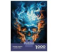 Rompecabezas para Adultos De 1000 Piezas Flaming Skull Art Print Rompecabezas para Adultos Juego Familiar Vacaciones En Casa Matar El Tiempo Gran Regalo para Jugar 38x26cm/1000pcs