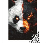 Rompecabezas para Adultos De 1000 Piezas Flaming Yin Yang Panda Art Print Rompecabezas para Adultos Juego De Ingenio Decoración del Hogar Cumpleaños 70x50cm/1000pcs