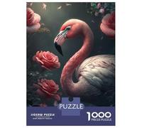 Rompecabezas para Adultos De 1000 Piezas Flamingo Floral Roses Rompecabezas para Adultos Juego De Ingenio Regalos para Mujeres 38x26cm/1000pcs