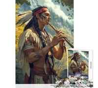 Rompecabezas para Adultos de 1000 Piezas flautista Nativo Americano Juguetes antiestrés Ideas de Regalo Juego práctico para Mejorar el Amor en Pareja tamaño 38x52cm