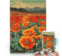 Rompecabezas para Adultos de 1000 Piezas Flor Amapola Roja de Fuego Juguete Educativo para aliviar el estrés Obra de Arte 38x26cm