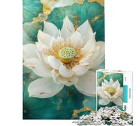 Rompecabezas para Adultos de 1000 Piezas Flor de Loto Blanca Kintsug Rompecabezas de 1000 Piezas Juguetes antiestrés Vacaciones en casa Tiempo Libre diversión Familiar y Noche de Juegos (38x52cm)