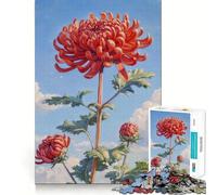 Rompecabezas para Adultos de 1000 Piezas Floración en crisantemo Rojo,Corte preciso Diversión,Actividad Mental Inteligente,Tiempo de Ocio,Regalo de cumpleaños para Aficionados 38x26cm