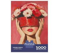 Rompecabezas para Adultos De 1000 Piezas Floral Beauty Woman in Red Rompecabezas para Adultos Juego Práctico Análisis Y Lógica Gran Regalo para Los Amantes De Los Juegos 52x38cm/1000pcs