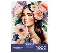 Rompecabezas para Adultos De 1000 Piezas Floral Girl Watercolor Rompecabezas para Adultos Juguete Decoración De Pared Decoración del Hogar Regalos para Amigos Y Familiares 38x26cm/1000pcs