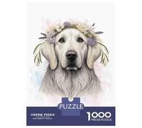 Rompecabezas para Adultos De 1000 Piezas Floral Great Pyrenees Dog Rompecabezas para Adultos Juego De Ingenio Difícil Oferta Difícil como Regalo para Toda La Familia 52x38cm/1000pcs