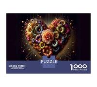 Rompecabezas para Adultos De 1000 Piezas Floral Heart Decorations Rompecabezas para Adultos Juego Familiar Vacaciones En Casa Matar El Tiempo Gran Regalo para Jugar 38x26cm/1000pcs