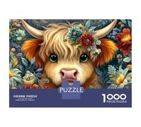 Rompecabezas para Adultos De 1000 Piezas Floral Highland Cow Art Print Rompecabezas para Adultos Juegos Familiares Pero Divertidos Y Humorísticos Cumpleaños 70x50cm/1000pcs