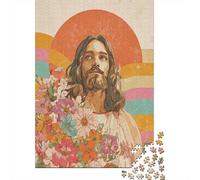 Rompecabezas para Adultos De 1000 Piezas Floral Jesus Art Print Rompecabezas para Adultos Juegos Familiares Vacaciones En Casa Matar El Tiempo para Cumpleaños, Navidad 52x38cm/1000pcs