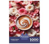 Rompecabezas para Adultos De 1000 Piezas Floral Latte Art Print Rompecabezas para Adultos Juego Familiar Vacaciones En Casa Matar El Tiempo Gran Regalo para Jugar 70x50cm/1000pcs